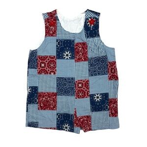 Handmade Patriotic Shortalls/Romper Blue Red White 12-18 Mons